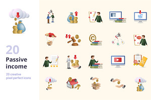 Passive Income 3D Icons Set Bundle, an Object Graphic by Aimagenarium@gmail.com