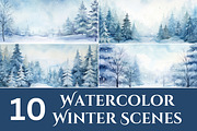 Watercolor Winter Scenes, a Seasonal Illustration by Sunny Jar Designs (Thumbnail 2 of 6)