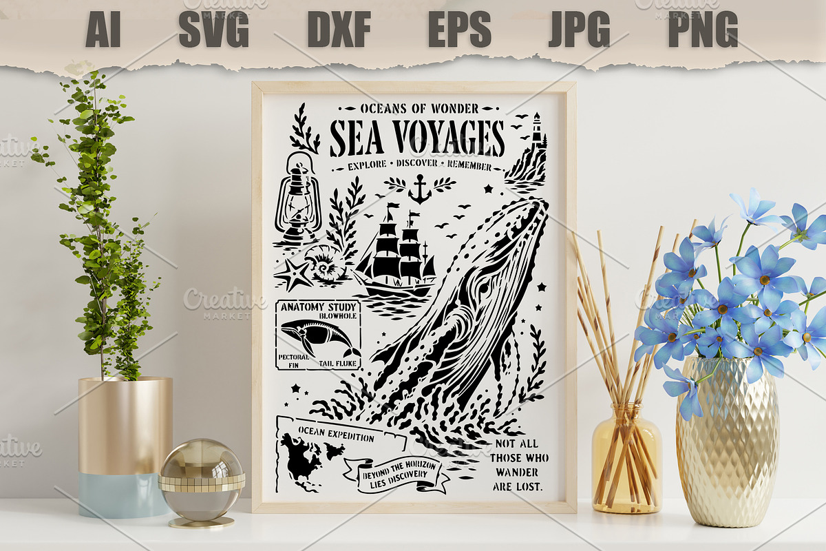Stencil Ocean Nautical Adventure, a Seasonal Illustration by MARYCRAFTIRIA (Photo 3 of 3)