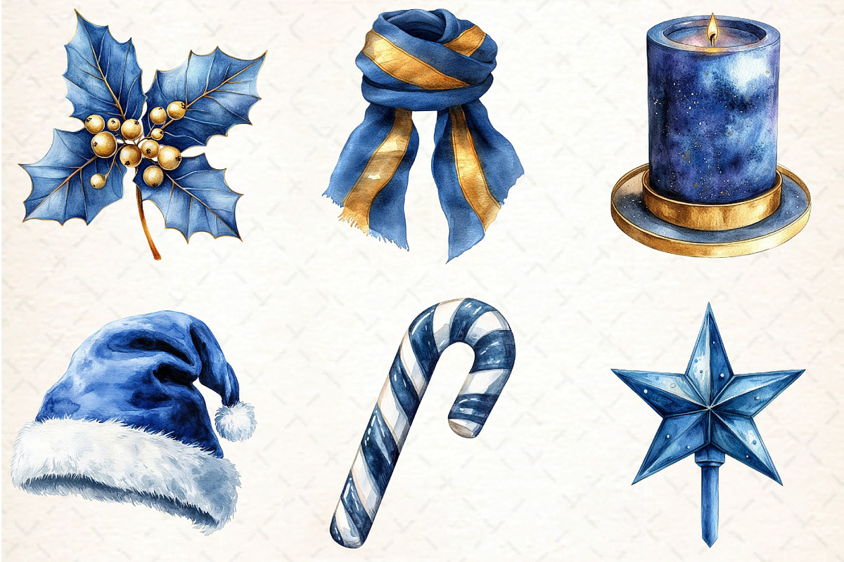 Navy Blue Christmas Clipart, an Illustration by DreamCafeArt (Photo 4 of 5)