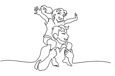 Father dad carries daughter on his