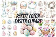 Prompt Pastel Color Easter Clipart, a Seasonal Illustration by Creative design (Thumbnail 1 of 7)