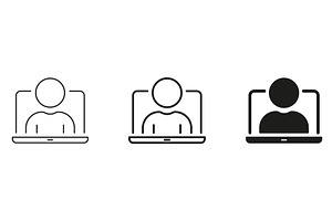 Person On Laptop Screen Icons, a Technology Illustration by Gentle Studio