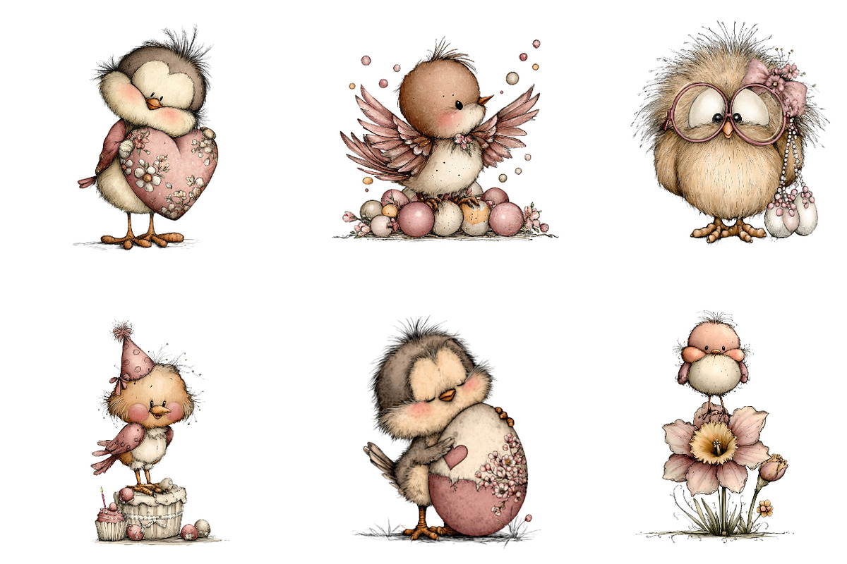 Whimsical Easter Bird Clip Art, an Illustration by CreationArt (Photo 6 of 7)