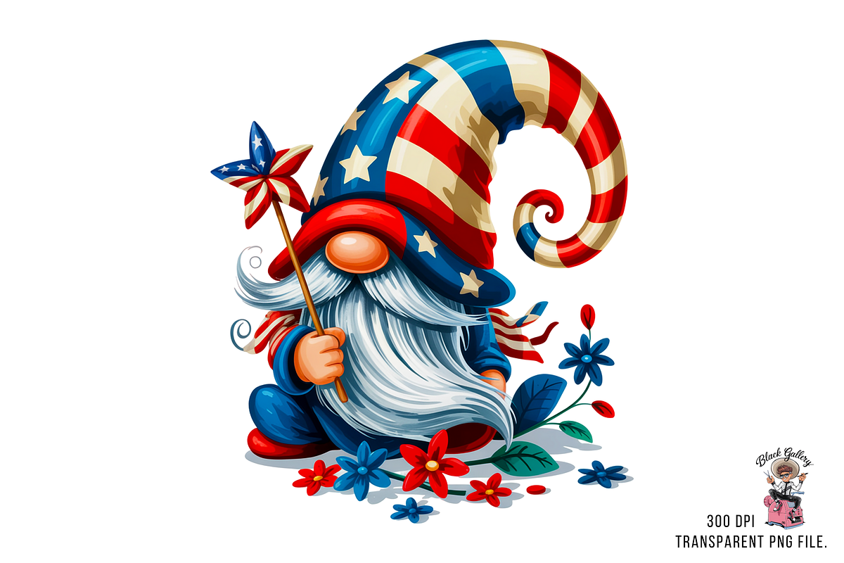 4th of July Gnome Clipart Png Bundle, an Illustration by Clipart Bloom (Photo 4 of 11)