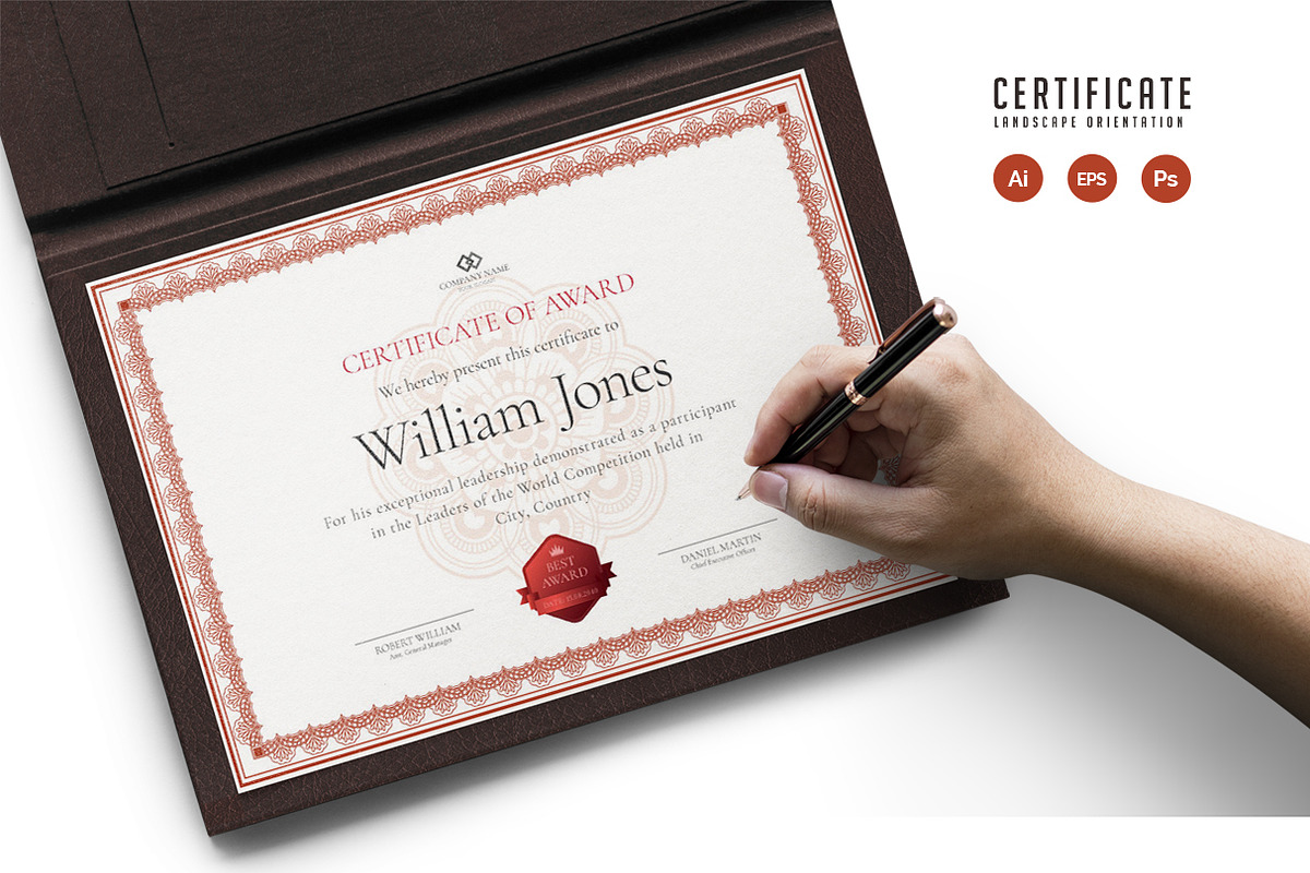 566. Modern Certificate Template, a Stationery Template by CreativeRezwan (Photo 1 of 3)