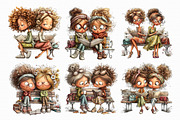Bench friends Women reading Clipart, an Illustration by Libby Wishes (Thumbnail 7 of 8)