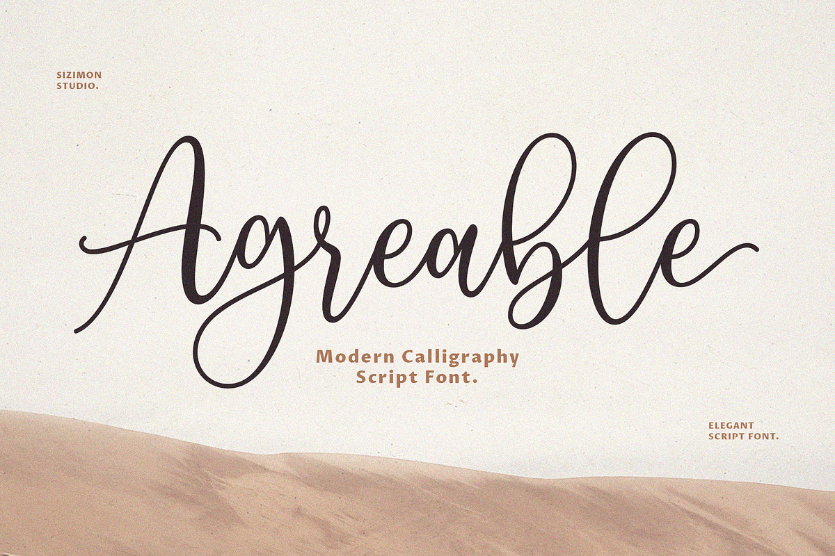 Agreable Modern Script Font!, a Script Font by sizimon (Photo 1 of 7)