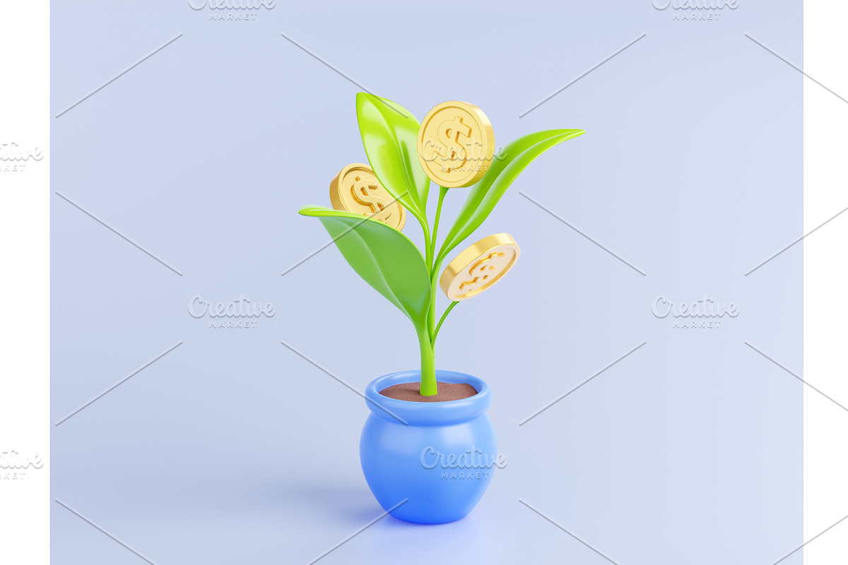 3D illustration of green sprout with, an Environmental 3D Model by art PVP - market