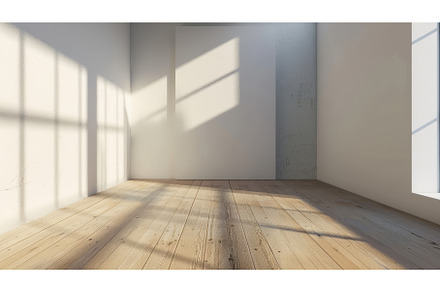 Modern empty room with wooden floor, an Architecture Photo by ZinetroN