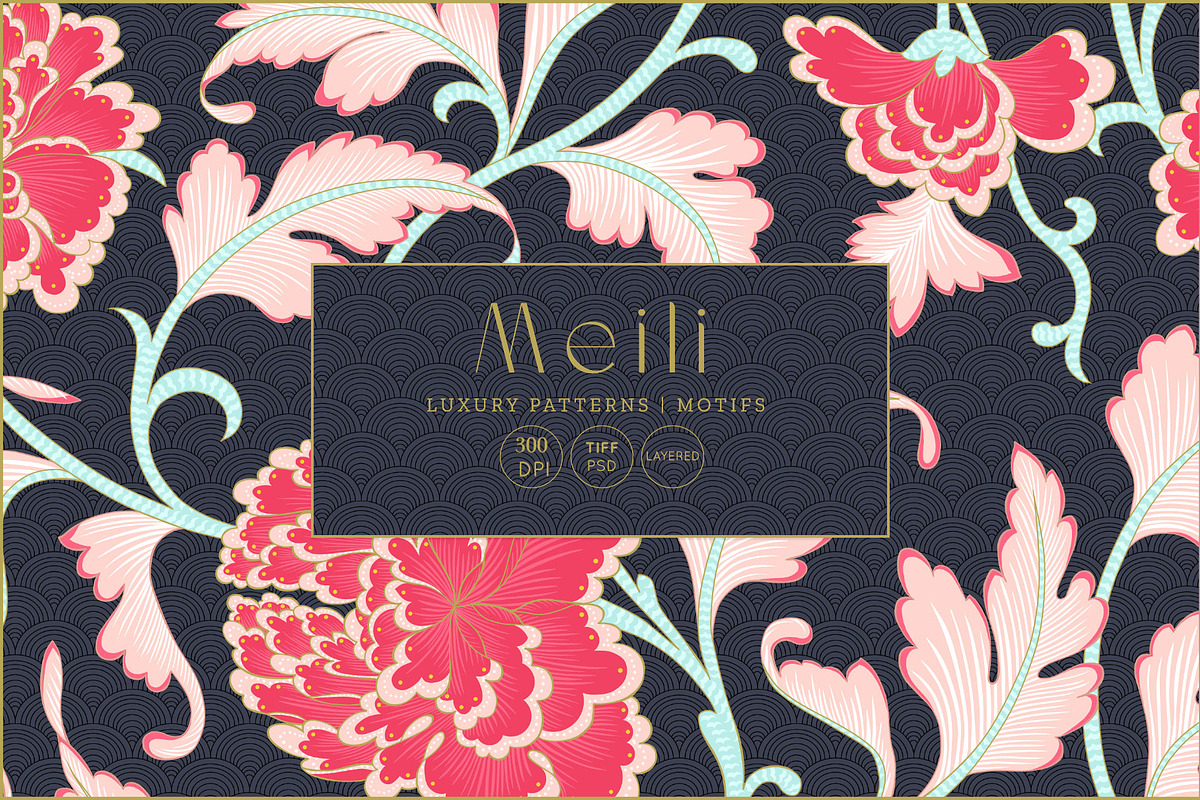 Meili Oriental Peony Pattern & Motif, a Pattern Graphic by Pink Linen (Photo 1 of 12)