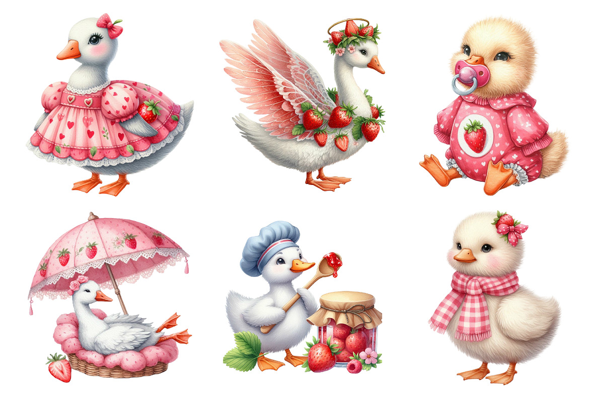 Strawberry Coquette Goose Sublimatio, an Illustration by Daily.Designs (Photo 4 of 5)