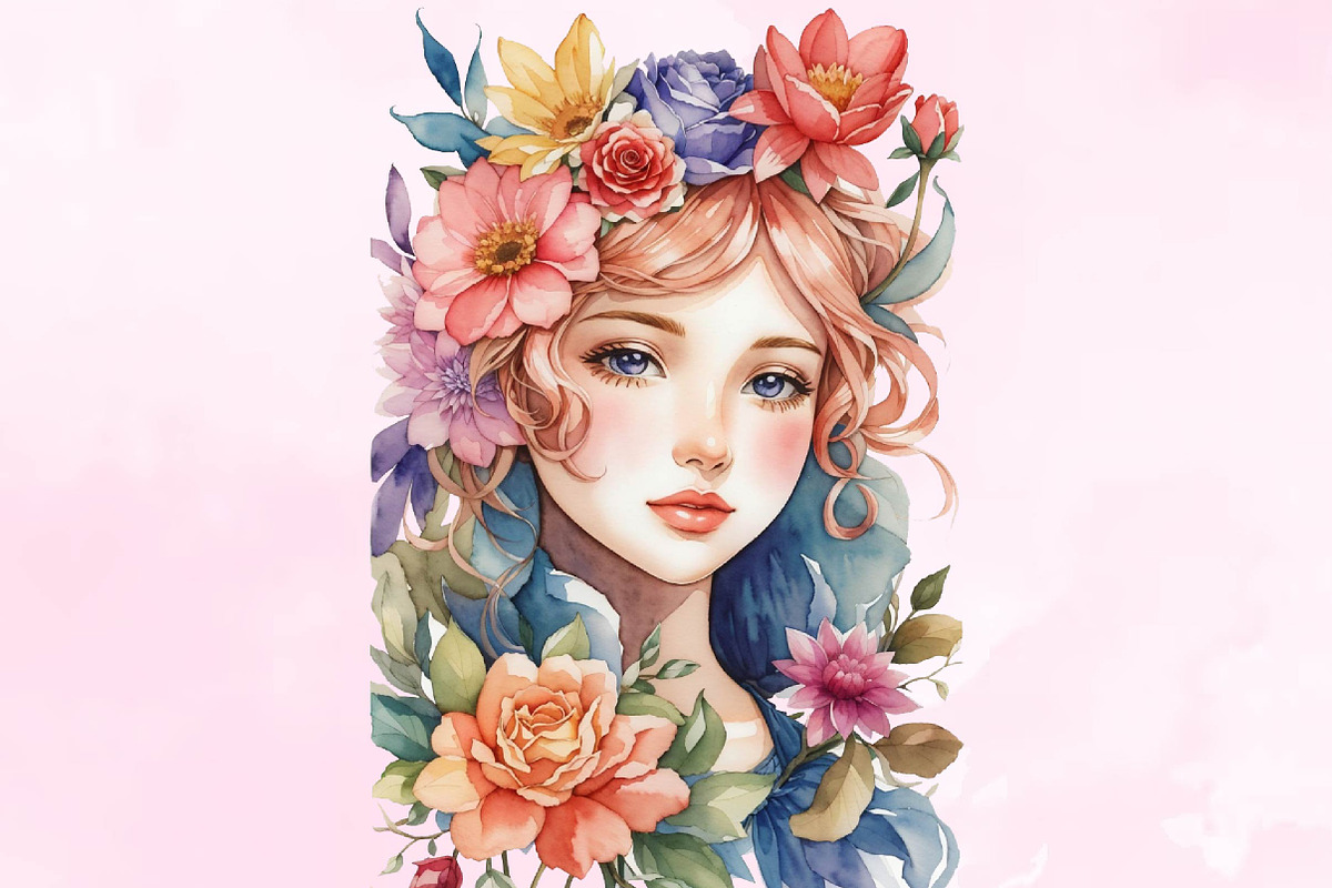 Watercolor Flower Fairy flowers clip, a Seasonal Illustration by Craft Nest (Photo 2 of 5)