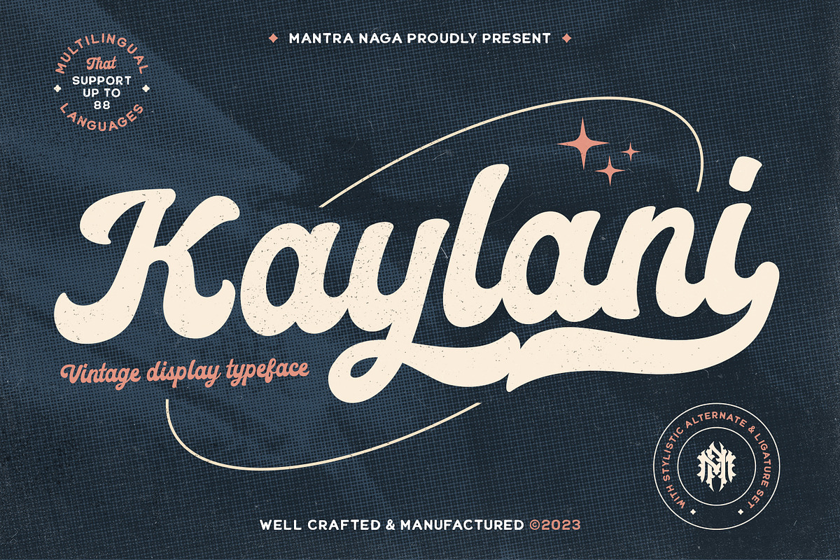 Kaylani - Vintage Script Display, a Script Font by Mantra Naga (Photo 1 of 10)