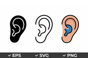 Human Ear Vector Icon Set, an Object Graphic by Artonix