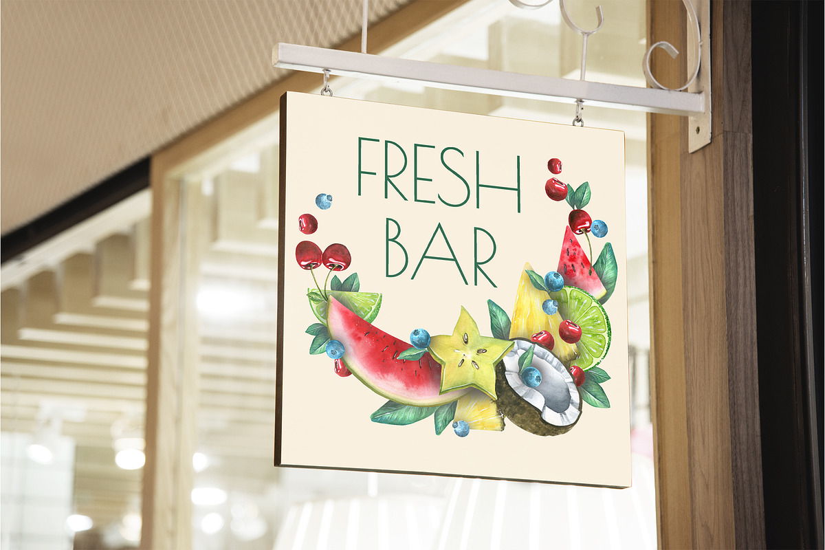 Tropical Bar Watercolor Clipart, an Illustration by NATASHA CHU (Photo 6 of 6)