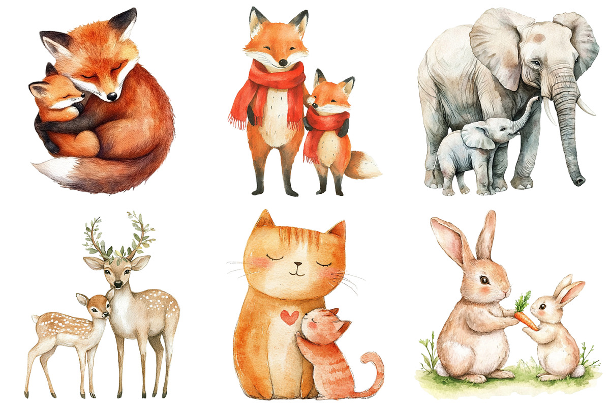 Watercolor Father's Day Animals, an Illustration by Craft Nest (Photo 3 of 6)