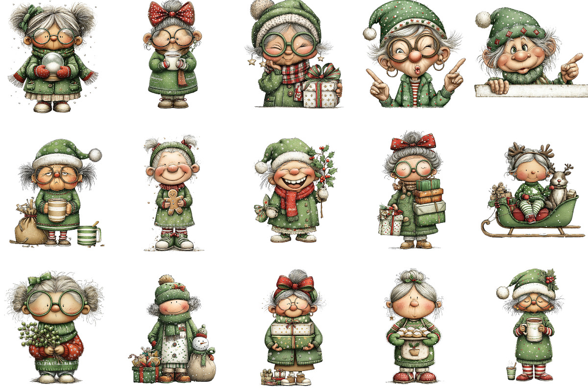 Funny Old Lady Christmas Sublimation, an Illustration by Designking (Photo 2 of 4)