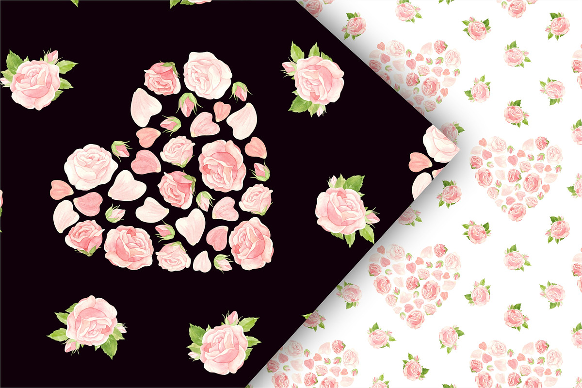 Floral Hearts Clipart & Patterns, a Decorative Illustration by Valin Malin (Photo 7 of 16)