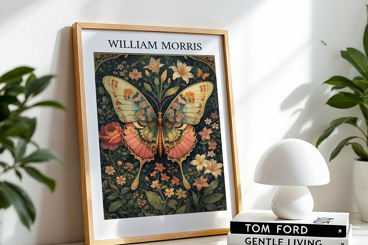 William Morris Butterfly Floral Art, a Decorative Illustration by elfy creative (Photo 1 of 6)
