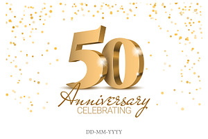 Anniversary 50. Gold 3d Numbers Card