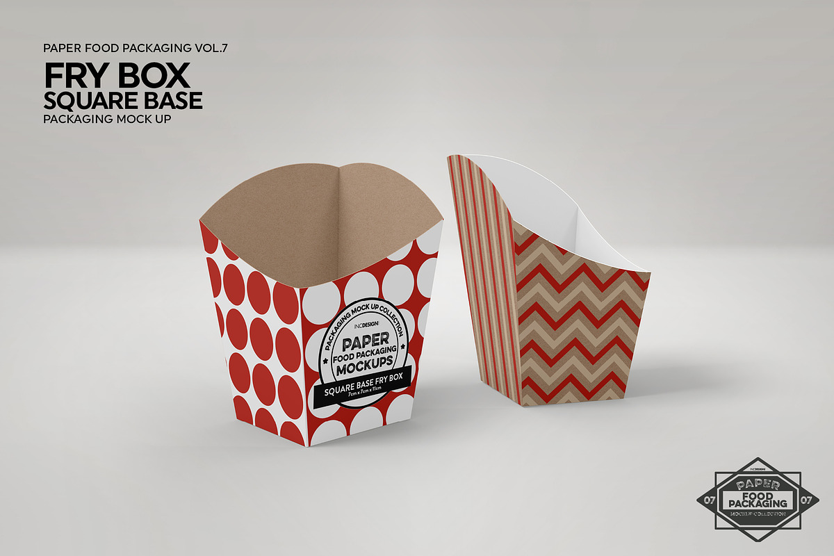 Fry Box Square Base Packaging Mockup, a Packaging Mockup by INCDesign (Photo 3 of 7)