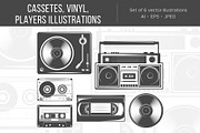 Cassete, vinyl, recorders icons, an Object Illustration by Cmeree (Thumbnail 1 of 2)