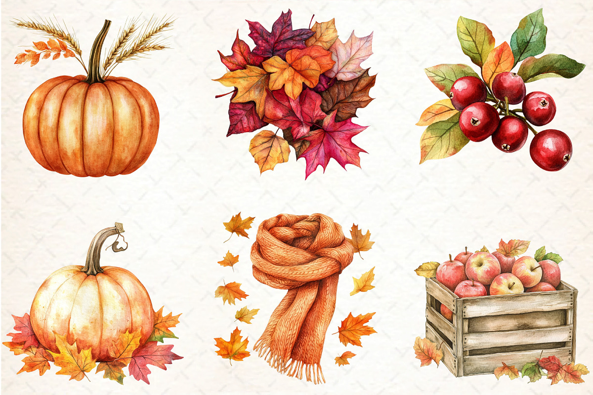 Autumn Leaves & Harvest Clipart, an Illustration by DreamCafeArt (Photo 4 of 5)