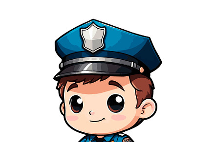 Cute little boy, hero policeman