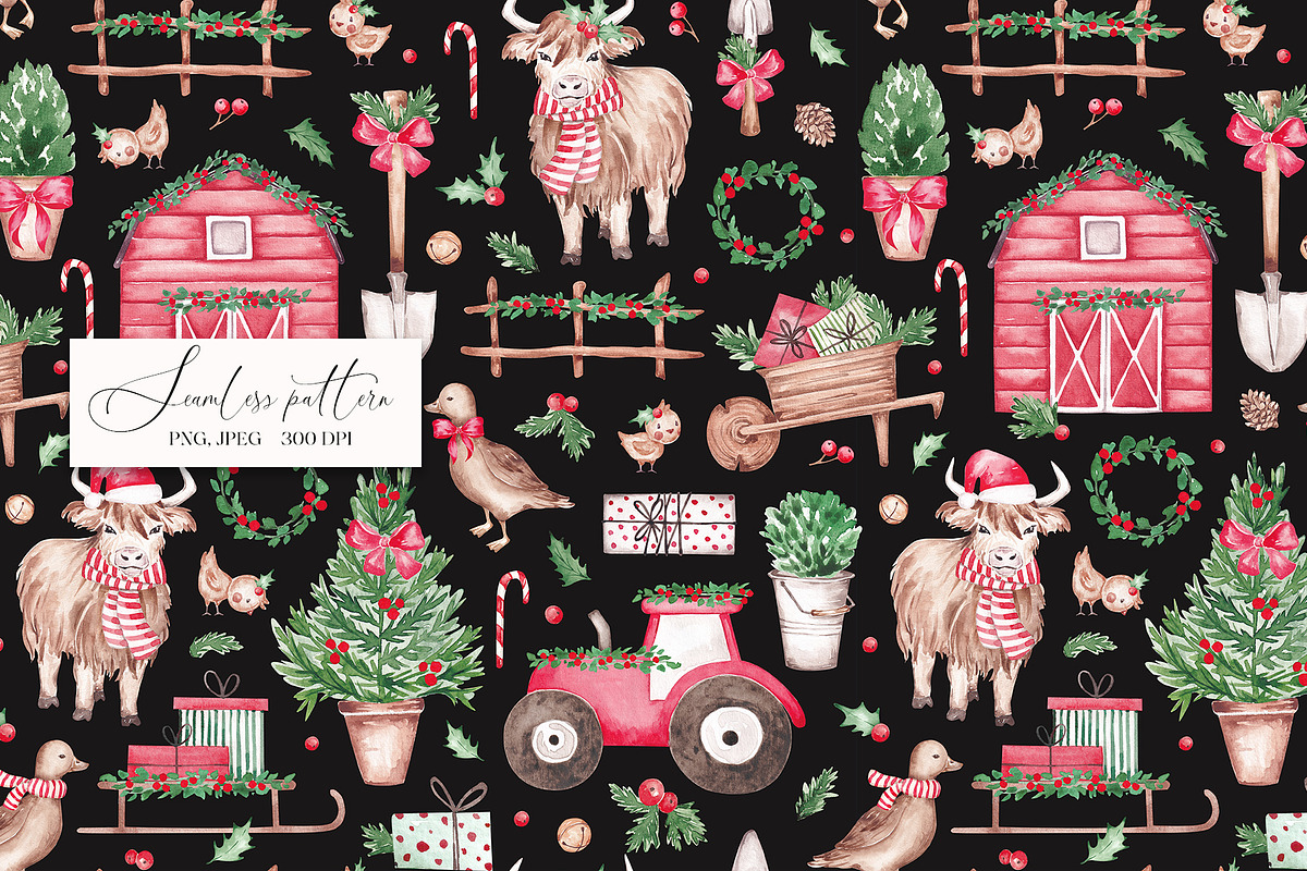 Christmas Farm seamless pattern, a Pattern Graphic by SirenaArt (Photo 8 of 13)