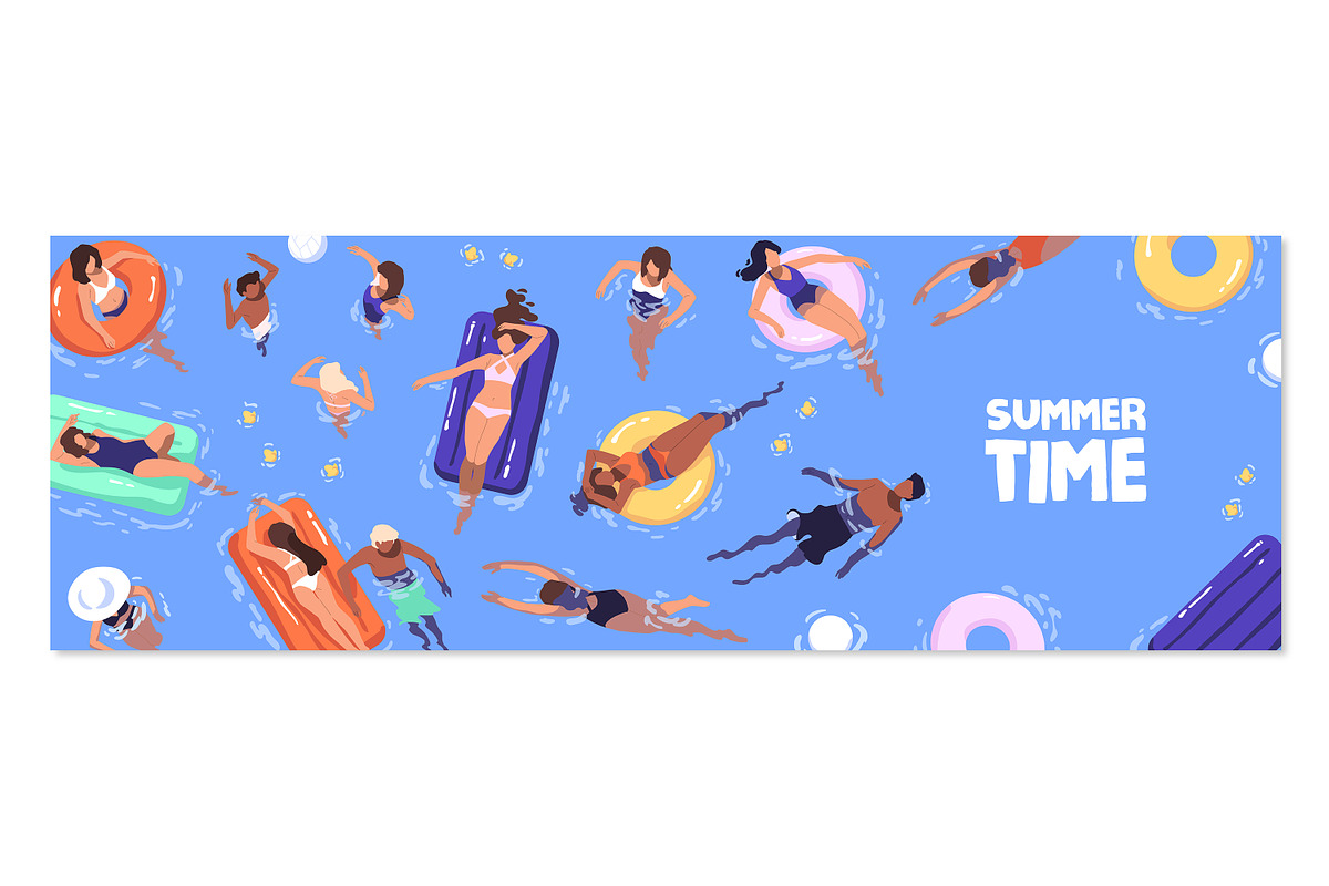 People in pool, set + backgrounds, a Person Illustration by PaperTrident (Photo 5 of 8)