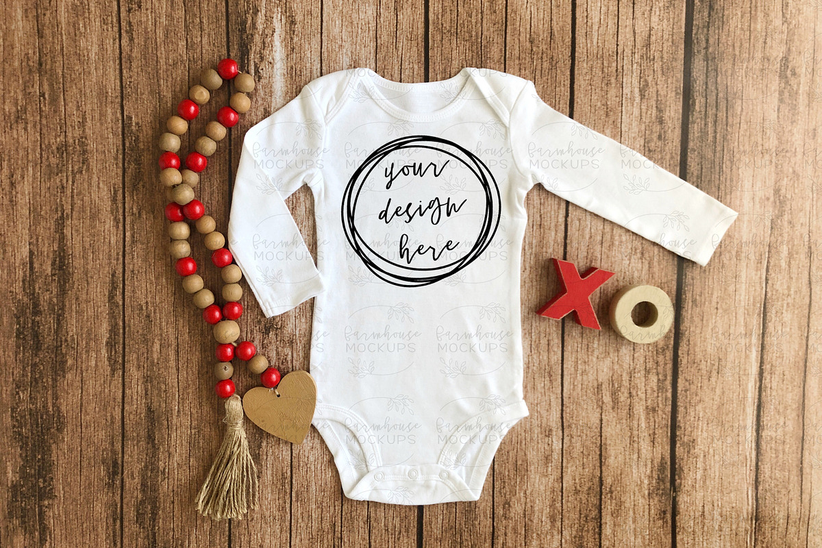 Baby Long Sleeve Onesie Mock Up, a Shirt Mockup by Affinity Grove (Photo 4 of 11)