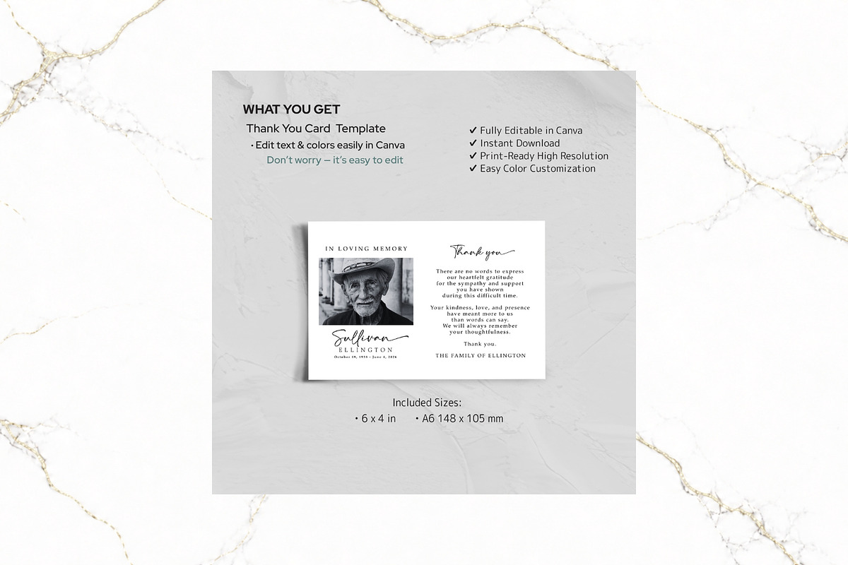 Funeral Thank You Card Canva FR003, a Card Template by TyphoonStudio (Photo 2 of 5)
