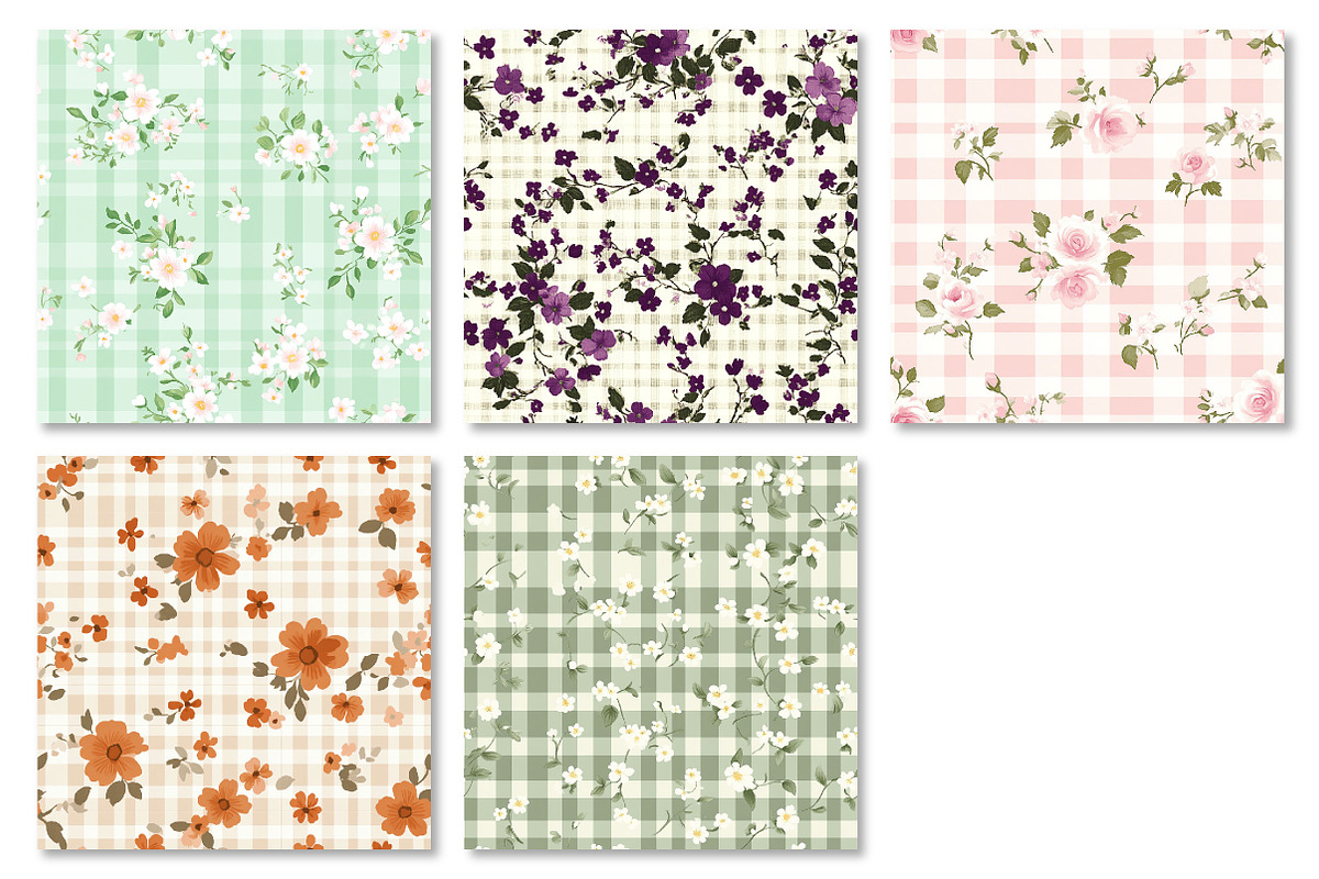 Floral Gingham Seamless Pattern, a Pattern Graphic by Dream Creation (Photo 7 of 7)
