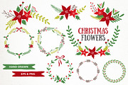 Christmas Flowers Wreaths Florals, an Illustration by AzmariDigitals (Thumbnail 1 of 2)