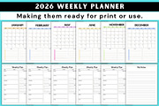 2026 Weekly Planner, a Stationery Template by Designmela01 (Thumbnail 2 of 7)