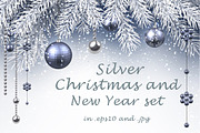 Silver Christmas and New Year set, a Decorative Illustration by Vjom (Thumbnail 1 of 4)
