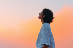 Minimalist side profile of a woman, a Person Photo by MistyDay