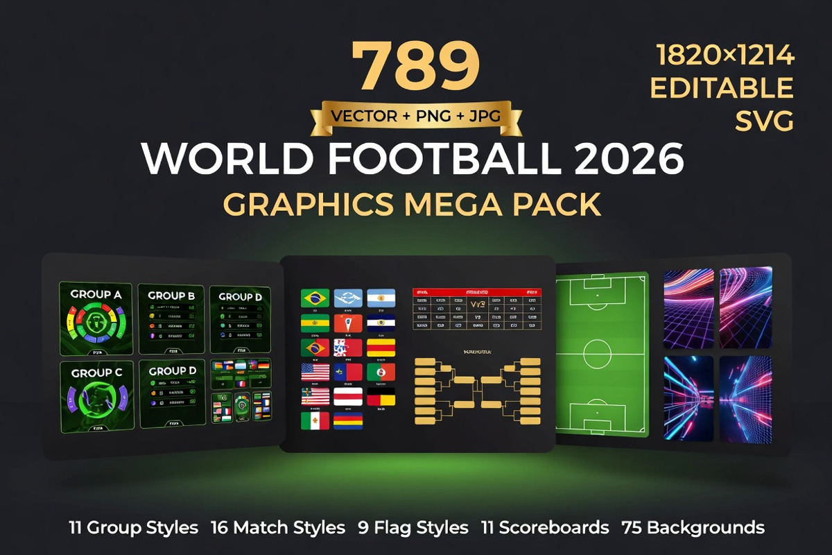 World Cup 2026 Graphics Mega pack, a Social Media Template by Dreamanart (Photo 1 of 4)