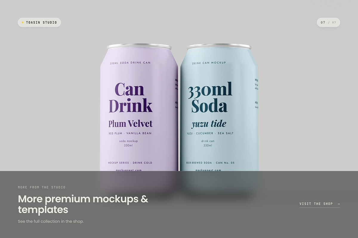 330ml Drink Can Mockup, a Packaging Mockup by Toasin Studio (Photo 7 of 7)