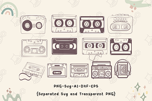 Cassette tapes svg, Boombox Svg, an Education Illustration by Cheerful World