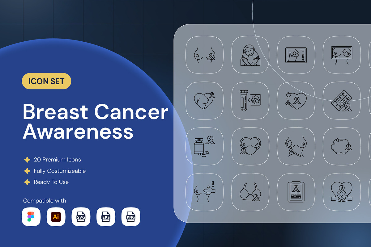 Breast Cancer Awareness Icon, an Outline Icon by Nathaya Studio (Photo 1 of 2)