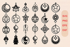 Moon & Stars Earring Svg Bundle