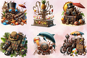 Steampunk Summer Clipart Bundle, an Illustration by SVGArt (Thumbnail 2 of 8)