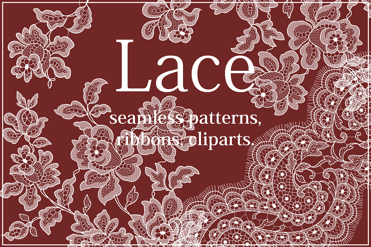 Lace seamless patterns, cliparts., a Pattern Graphic by Ajuga (Photo 1 of 8)