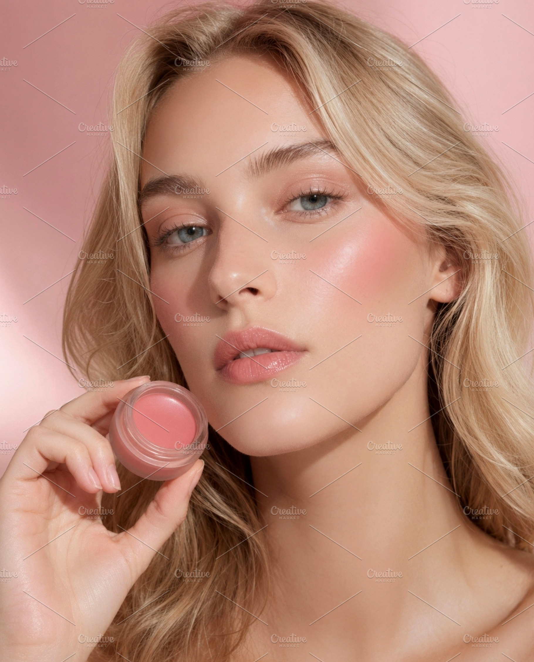 Woman holding cream blush portrait, a Beauty & Fashion Photo by The Edit