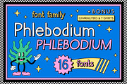 Phlebodium sans serif font 80s 90s, a Sans Serif Font by Fat Hamster (Thumbnail 1 of 9)