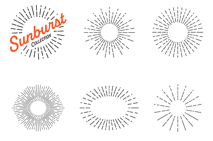 Sunburst frame. Star burst set., a Graphic by vivat