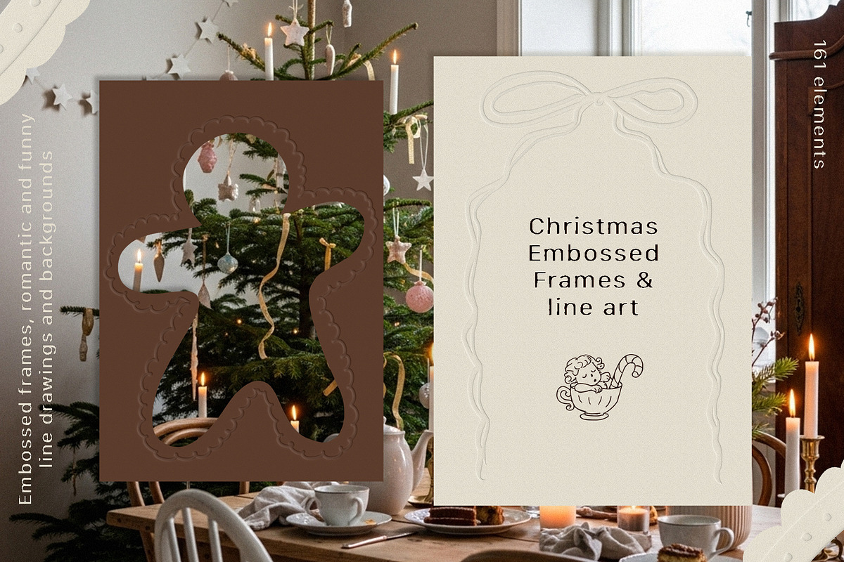 Christmas Embossed Frames & Line art, a Texture Graphic by divanovskaya_nv (Photo 1 of 16)