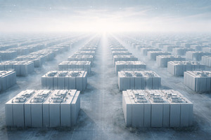 Futuristic AI data center landscape with expansive server arrays, a Photo by Dvoevnore photos